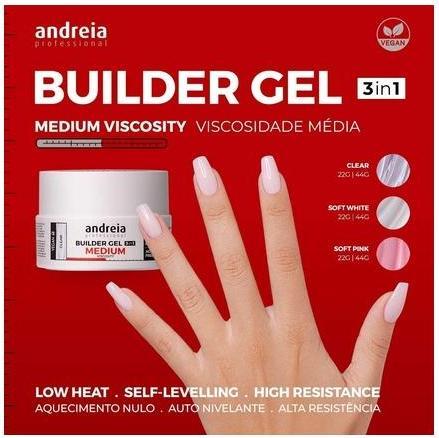 Actual product image Andreia 3-in-1 Soft White Construction Gel 44g Vegan Medium Viscosity (White, Gel-Effect Nail Polish)