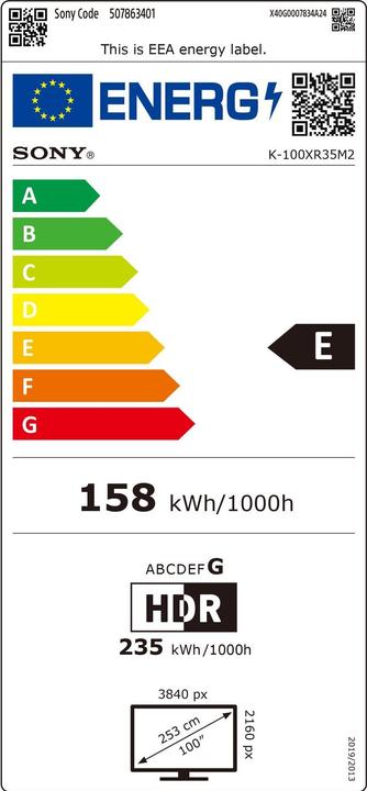 Energy Label Sony K85XR35M2PB (85", Bravia 3 II, 4K)
