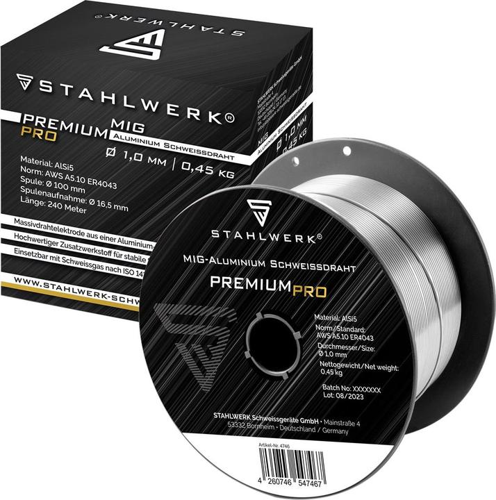 Actual product image Stahlwerk Welding wire MIG MAG aluminum ER4043 AlSi5 1.0 mm 0.45 kg wire reel