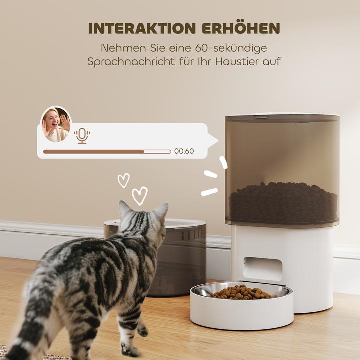 Produktbild PawHut Futter- und Trinkbrunnen-Set ABS, Edelstahl Weiss (3 l)