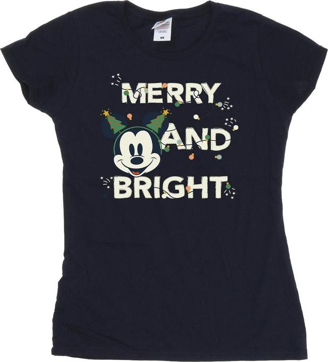 Actual product image Disney Womens/Ladies Mickey Mouse Merry & Bright Cotton T-Shirt (S)