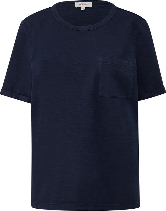 Image du produit S.Oliver T-Shirt Meliertes T-Shirt mit fixiertem Ärmel-Umschlag und Brusttasche (36)