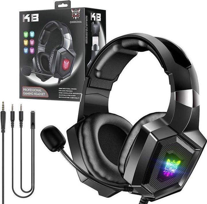 Produktbild Onikuma Gaming headphones K8 Black (Kabelgebunden)