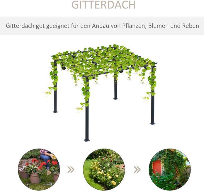 Immagine prodotto Swisshandel24 stabiler Rosenpavillon als Rankhilfe wetterfest Metall schwarz 2,97x2,95x2,3m (297 cm, 295 cm)