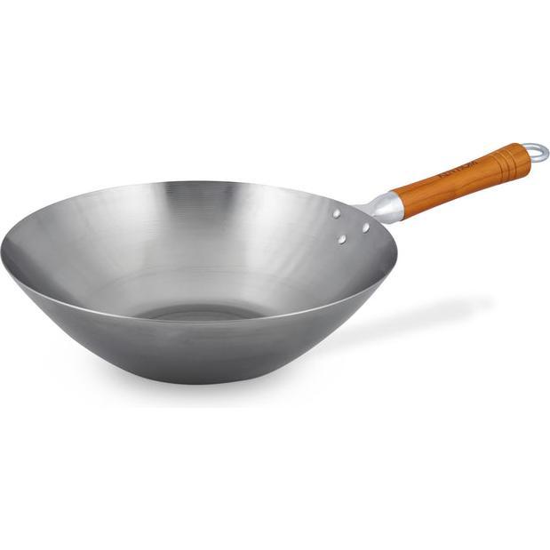 Ken Hom WOK CLASSIC CARBON, Tondo, Padella Wok/Stir-Fry, Acciaio inox, Acciaio al carbonio, Ceramica, Gas, Padella + Pentola, Argento