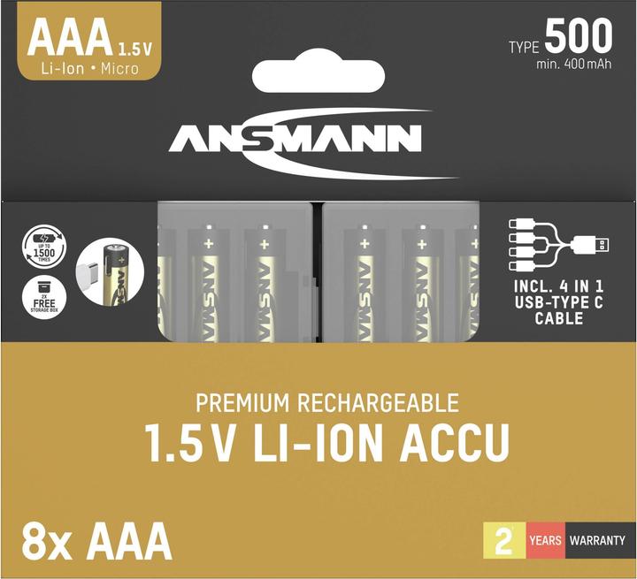 Produktbild Ansmann 1311-0031 Micro (AAA)-Akku Lithium 400 mAh 1.2 V 8 St. (8 Stk., AAA, 400 mAh)