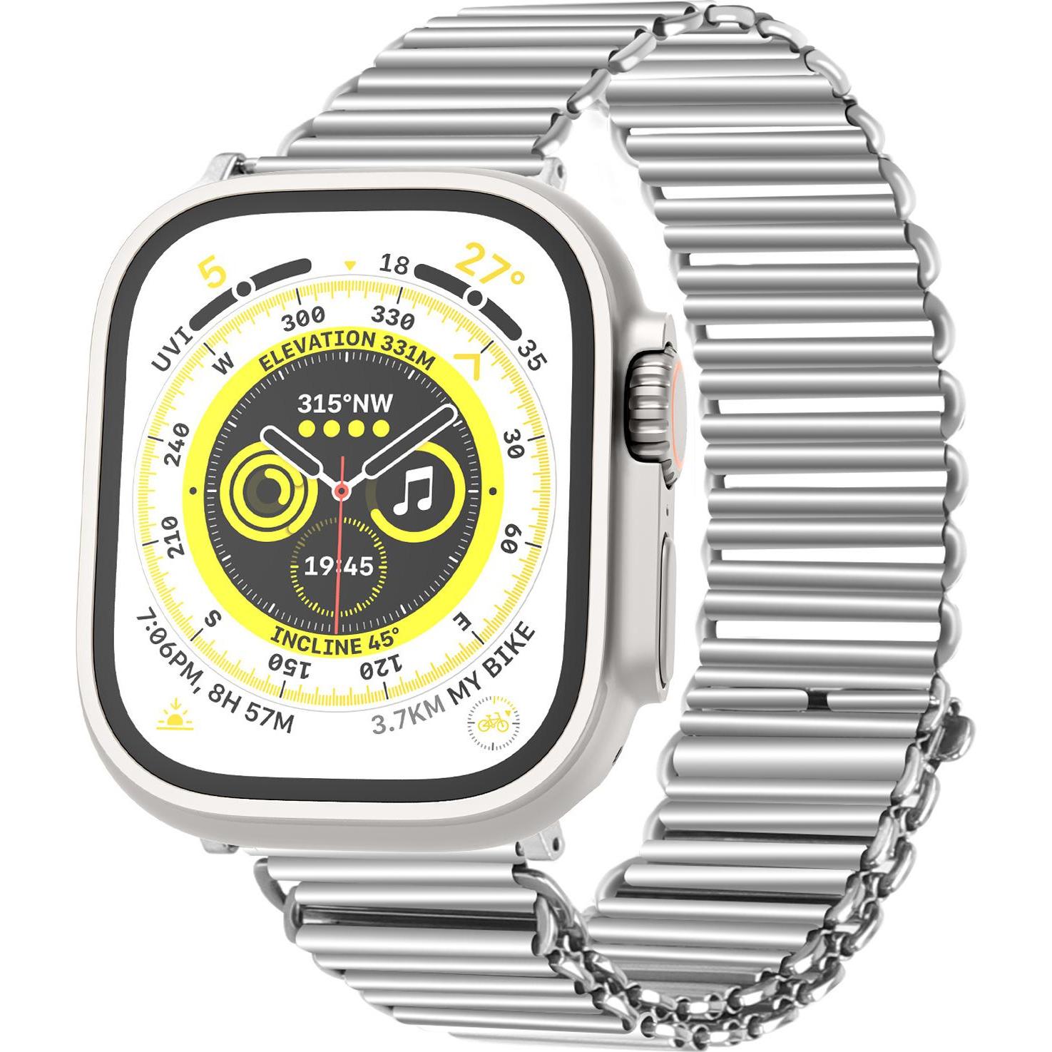 Strap-it Stahlarmband (Edelstahl, Apple Watch), Uhrenarmband, Silber