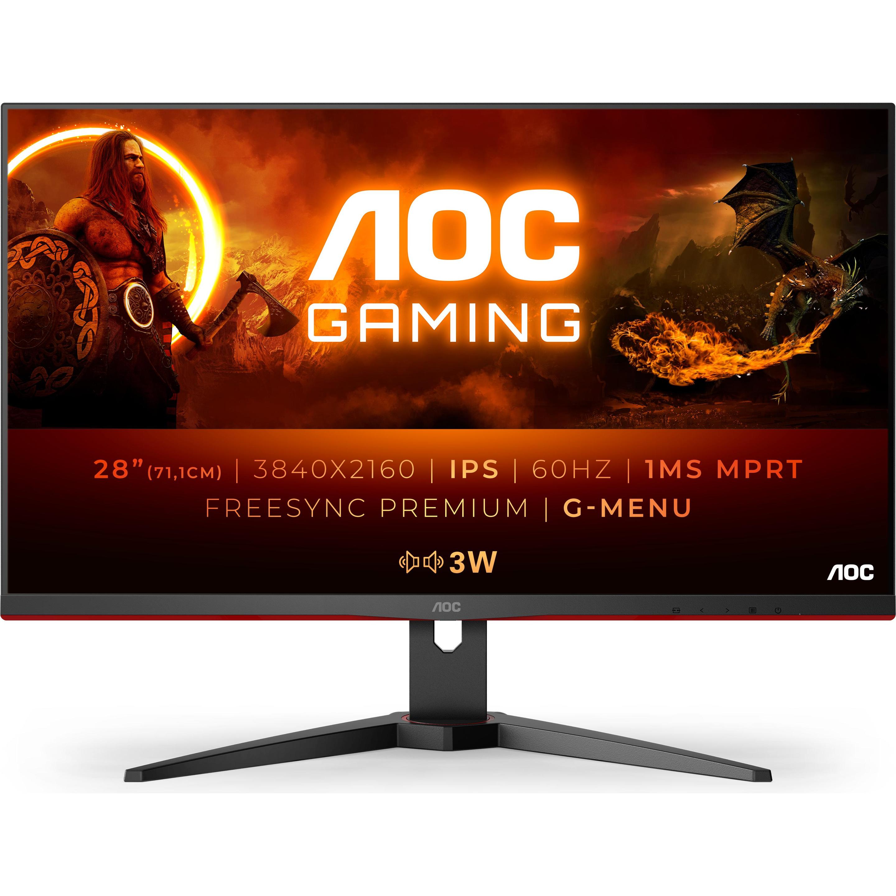 AOC U28G2AE/BK (3840 x 2160 Pixel, 28"), Monitor, Schwarz