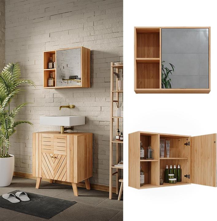 Produktbild Vicco Badspiegelschrank Lucie, Bambus, 54 x 44.5 cm mit Spiegel