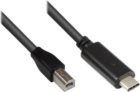 Actual product image Good Connections Connecting cable USB 2.0, USB-C plug to USB 2.0 B plug, black, 1.8m, ® (1.80 m, USB 2.0)