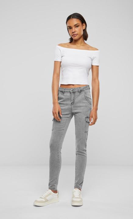 Actual product image Cloud 5ive Cloud5ive ladies high waist cargo jeans trousers with washed look - 131275 (S)