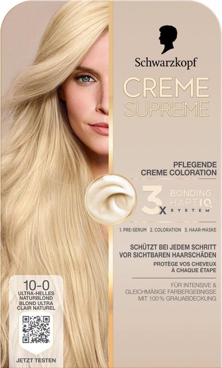 Produktbild Schwarzkopf Creme Supreme Creme Supreme Coloration 10-0 Ultra-Helles Naturblond (10-0 Ultra Helles Naturblond)