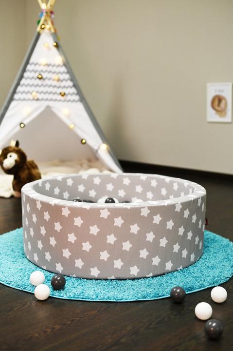 Image du produit Knorrtoys Bällebad soft - "Grey white stars" - 300 balls grey/creme (ca. 6cm Durchmesser)