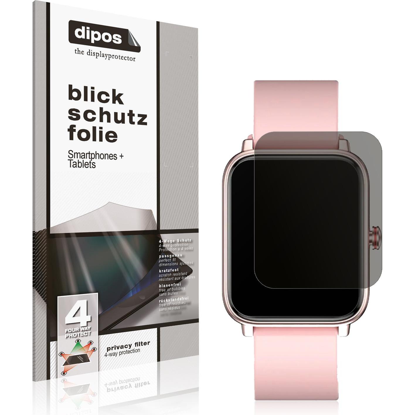 Dipos Blickschutzfolie 4-Way Privacy, Smartwatch Schutzfolie, Transparent