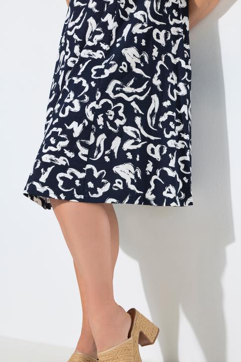 Produktbild Ulla Popken Midikleid, Scribble-Muster, V-Ausschnitt, ärmellos (58, 60)