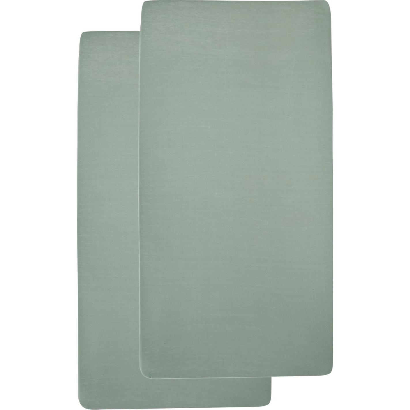 Meyco, Fixleintuch Babybett, jersey Spannbettlaken 2-pack 40x80/90 stone green