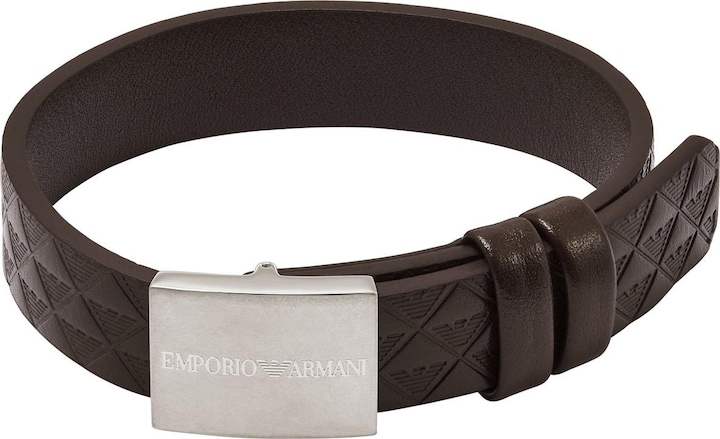 Emporio Armani Armband (2.50 cm, Edelstahl, Leder)