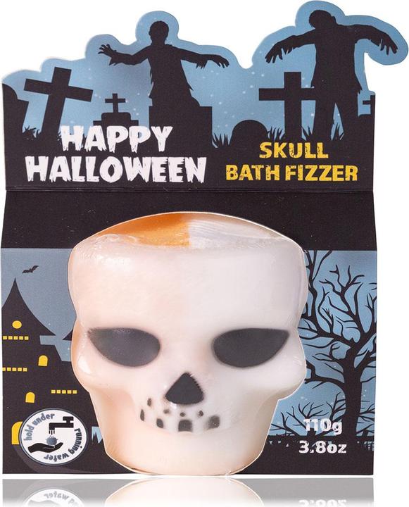 Image du produit Accentra Colorant de bain HAPPY HALLOWEEN dans un bol en plastique en forme de tête de mort, 110g, parfum : (Bombe de bain)