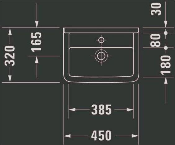 Produktbild Duravit Handwaschbecken STARCK 3 m ÜL HLB 450x320mm 1 Hahnloch weiss WG (320 mm, 450 mm)