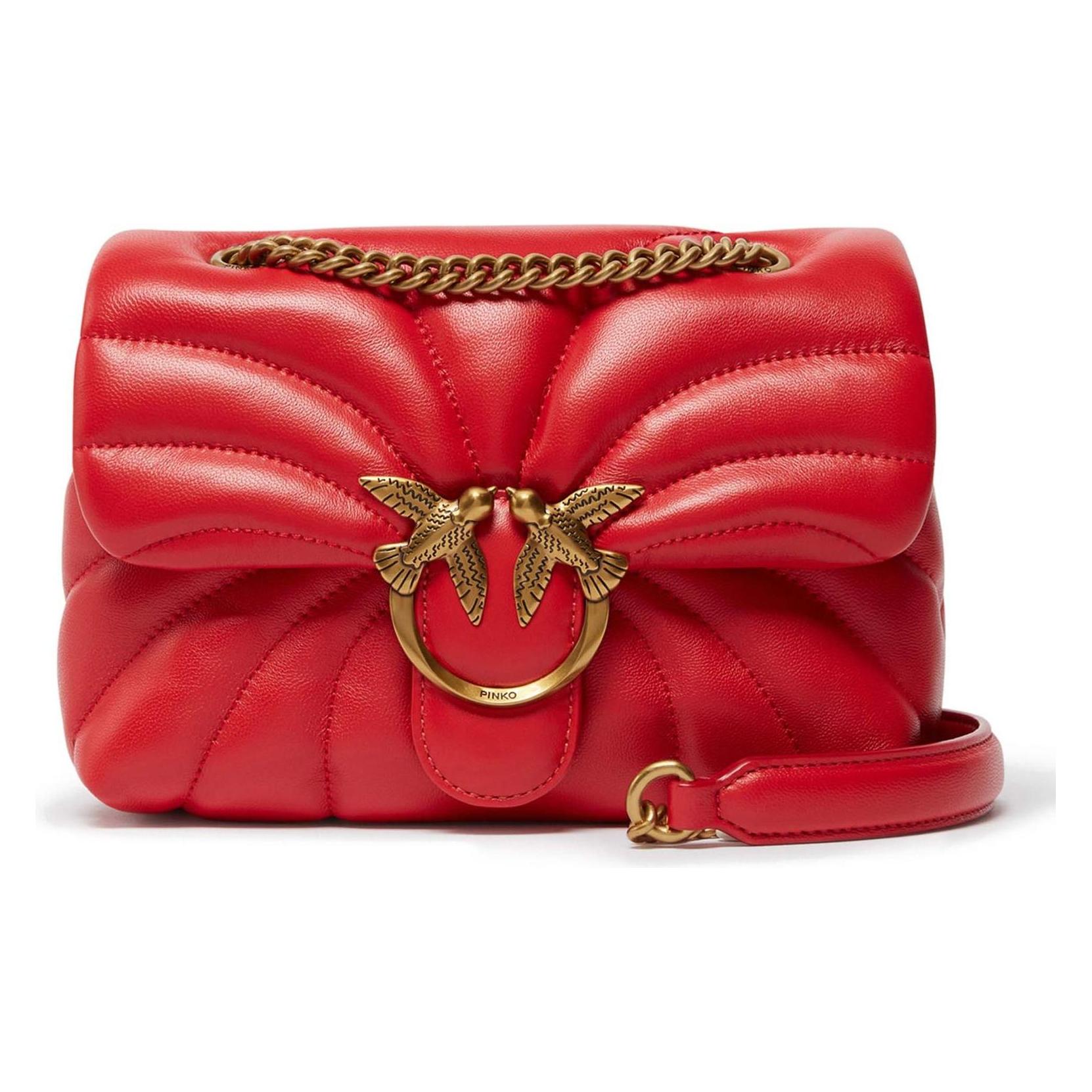 Pinko, Damen, Handtasche, Love Puff Mini Cl Sheep Nappa Quilt, Rot