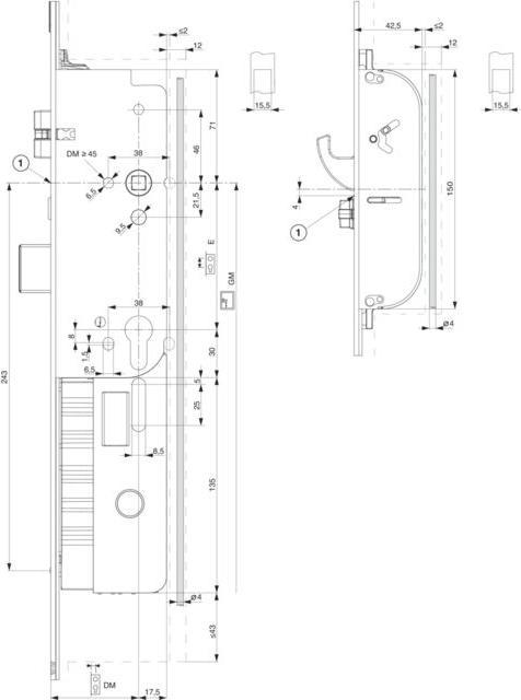 Produktbild Maco M-TS 2MF-HO K+605 niedrigen Türen Stulp U
