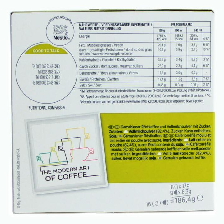 Produktbild Nestlé Nescafé Dolce Gusto Cappuccino, Milchkaffee, Kaffeekapsel, Kaffee, 32 Kapseln (16 Portionen) (8 x Port.)