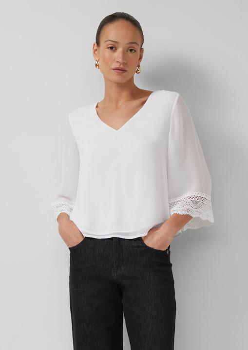 Immagine prodotto s.Oliver Fliessende Chiffon-Bluse mit V-Ausschnitt und Satinblende (42)