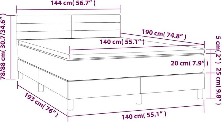 Image du produit vidaXL Boxspringbett (140 x 190 cm)