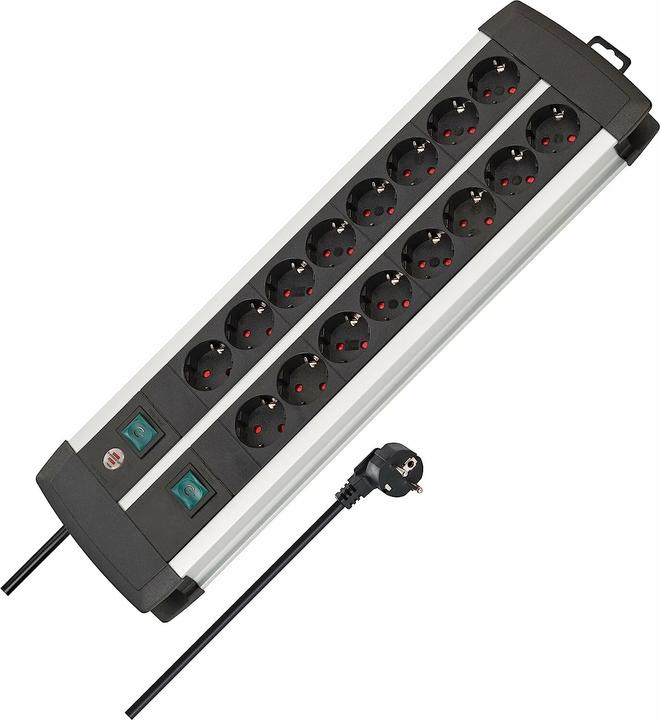 Actual product image Brennenstuhl Alu-line trailing socket 2x8 schuko 3m (16 x, CEE 7/3, 3 m)