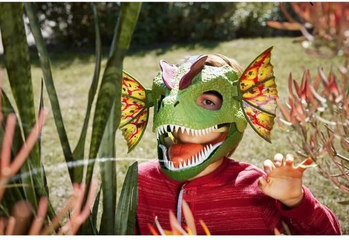 Produktbild Jurassic World Dilophosaurus-Rollenspielmaske mit Geräusch- und Wassersprühfunktion, Knochenkämme