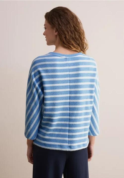 Actual product image Cecil Striped Boat Neck Three-Quarter Sleeve Shirt with Elastic Hem (XL)