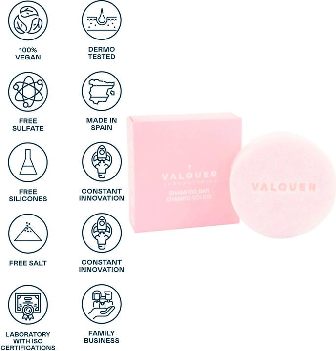 Actual product image Valquer Petal Champu Solido Cabello Seco 50 G (Solid shampoo, 50 g)