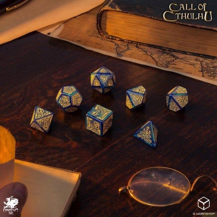 Produktbild Q Workshop Call of Cthulhu 7th Edition Set de 7 Dés Blue-green & Gold