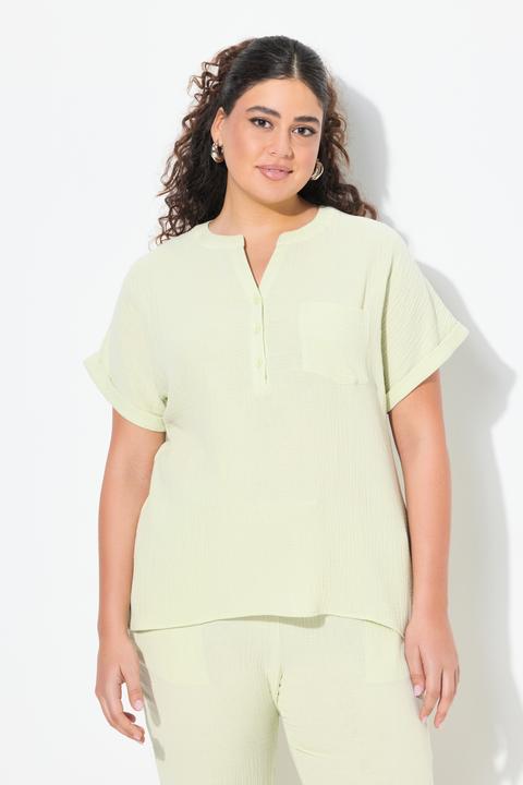 Produktbild Ulla Popken Musselin-Bluse, Oversized, Tunika-Ausschnitt, Halbarm (46, 48)