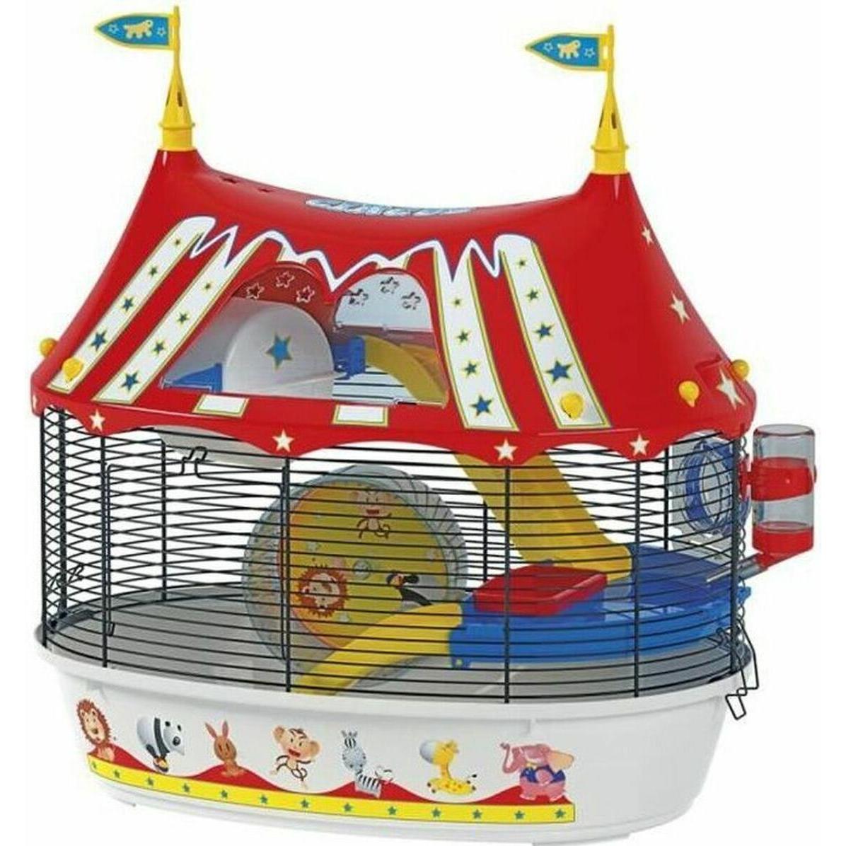 Comparer les prix de Ferplast Cage à 3 étages pour hamsters CIRCUS FUN, souris, petits rongeurs, plastique robuste et métal, ashésifs colorés et accessoires inclus, 49,5 x 34 x h 42,5 Noir