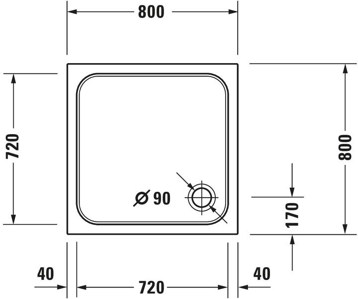 Produktbild Duravit Duschwanne D-Code 800 x 800 x 85 mm wei glatt 720101000000000