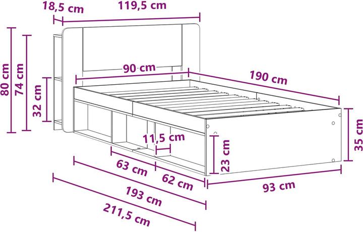 Image du produit vidaXL Bettrahmen (90 x 190 cm)