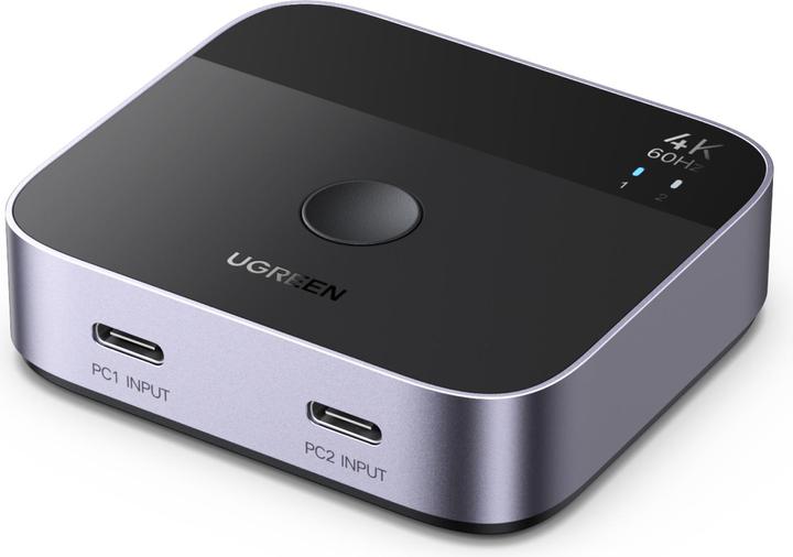 Ugreen - KVM Switch AW502 (55451) - 2x Type-C, 1x HDMI Out, 4K@60Hz, Aluminum - Grey