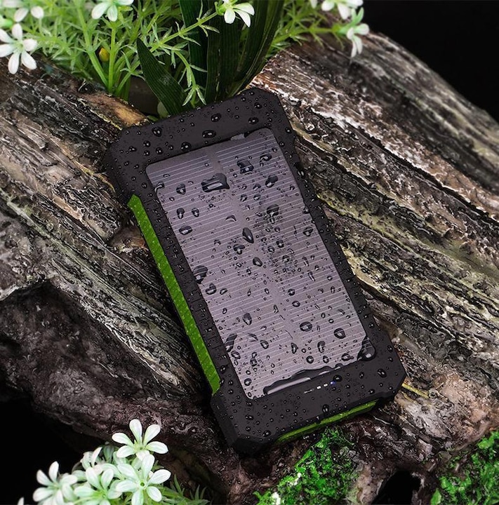 Produktbild PhoneLook Wasserdichte externe Batterie 10000mAh Power Bank mit Solarpanel & LED (10 W)