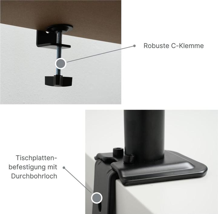 Actual product image Hermex Monitor arm 2 monitors Double monitor mount Table mount (Table, 27")