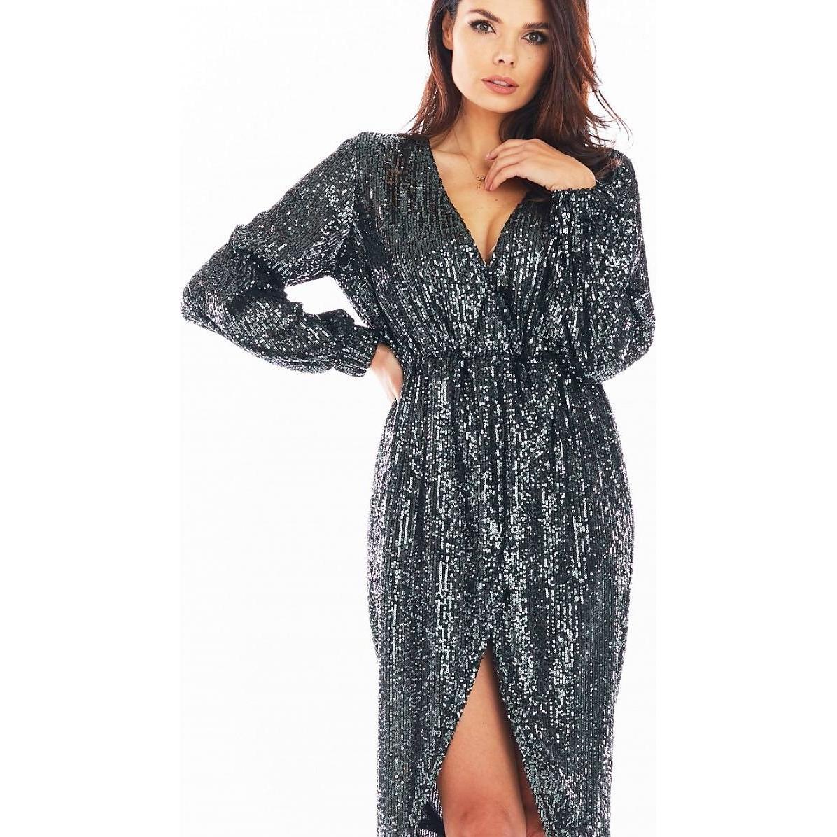 Awama, Damen, Kleider, Abendkleid, Grau, (M)