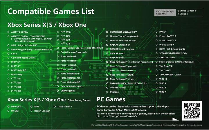 Valeurs nutritives et ingrédients HORI Surmultiplication du volant de course (PC, Xbox One S, Xbox One X, Xbox Series S, Xbox Series X)