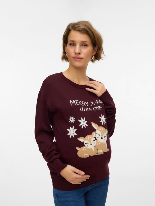 Image du produit Mamalicious Normal geschnitten Rundhals Gerippte Ärmelbündchen Tief angesetzte Schulter Pullover Strickpullover (S)