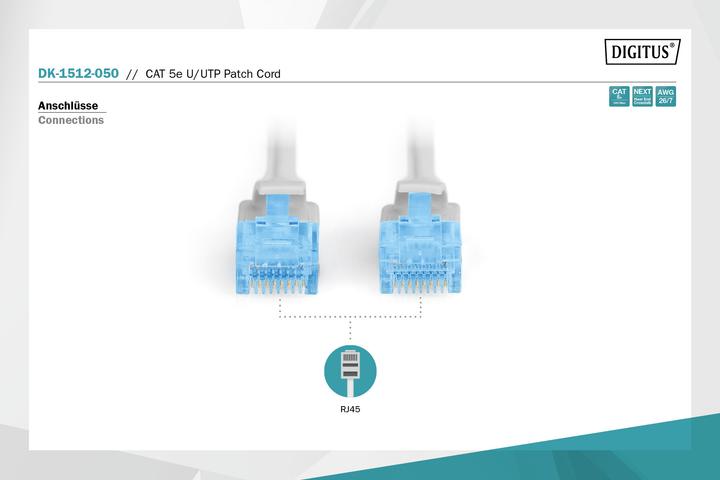 Produktbild Digitus CAT5e U-UTP Patchk.,5m, Grau (U/UTP, CAT5e, 5 m)