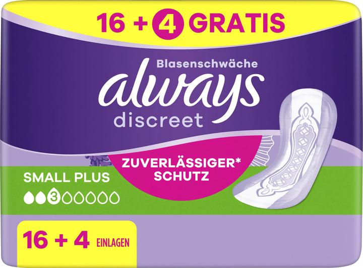 Actual product image Always Discreet Incontinence, Small Plus 16+4 FREE incontinence pants (20 x)