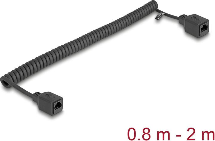 Image du produit Delock RJ45 Spiralkabel Buchse zu Buchse Cat.5e UTP 0,8 m bi (UTP, CAT5e, 2 m)
