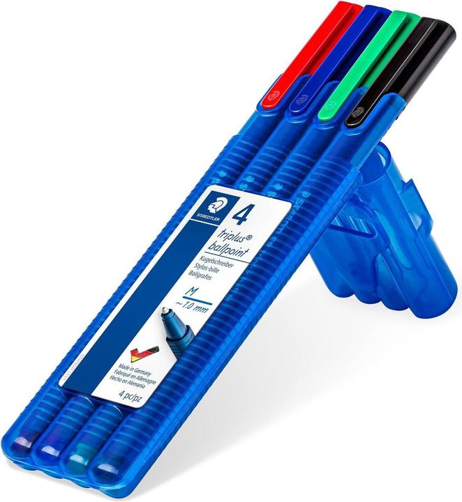 Immagine prodotto Staedtler Biros triplus ball 437 M, confezione da 4 fusti triangolari ergonomici, larghezza linea: M (4 colori)