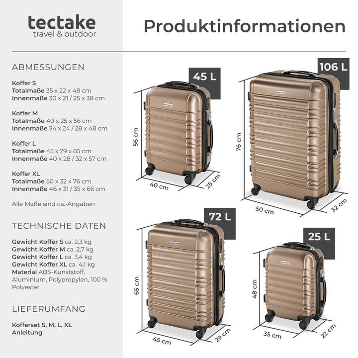 Actual product image tectake Suitcase set 4-piece lightweight hard shell (106 l)