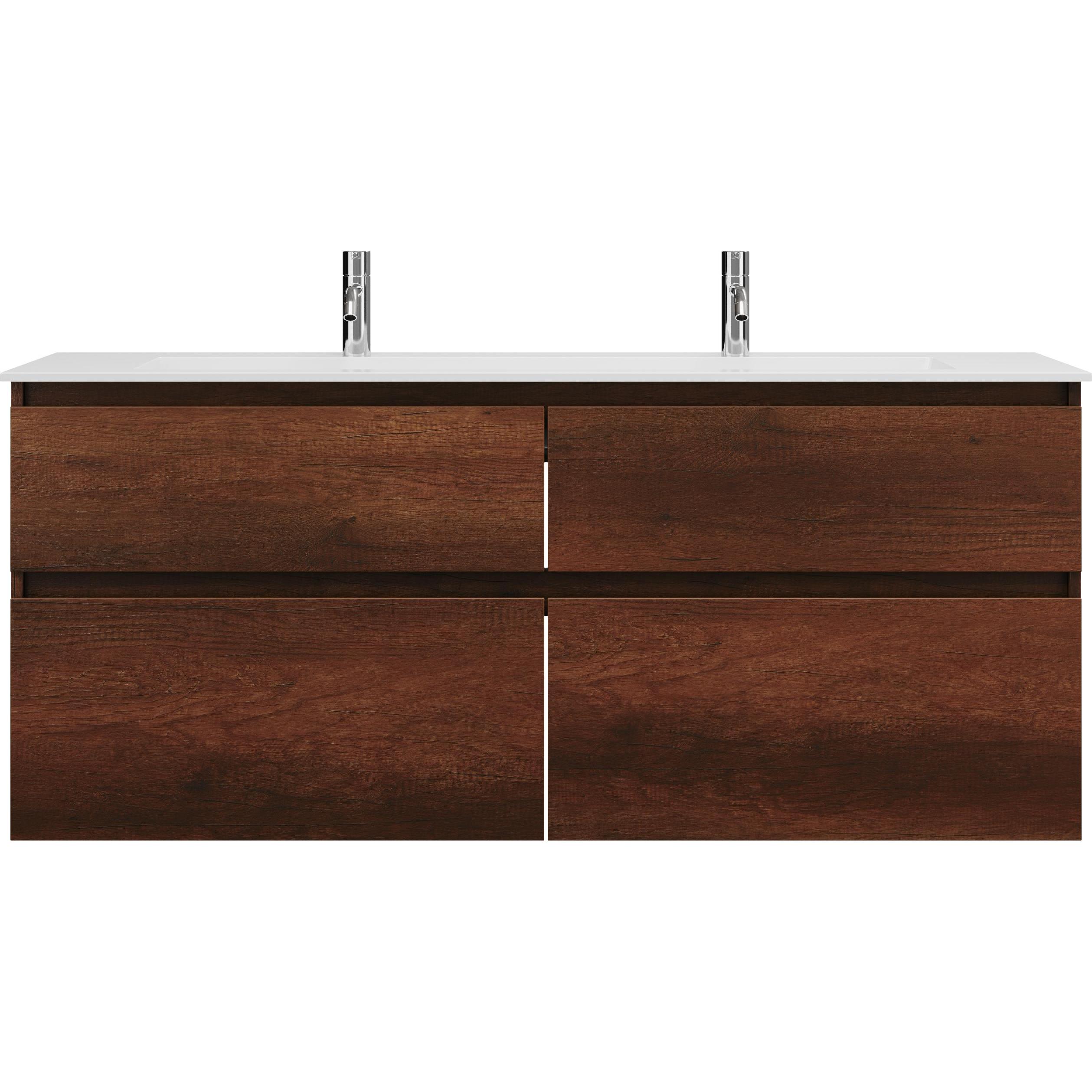 burgbad, Badmöbelset, Lin20 Mineralguss-Waschtisch Farbe Weiss Matt mit 2 Armaturbohrungen inklusive Waschtischunt