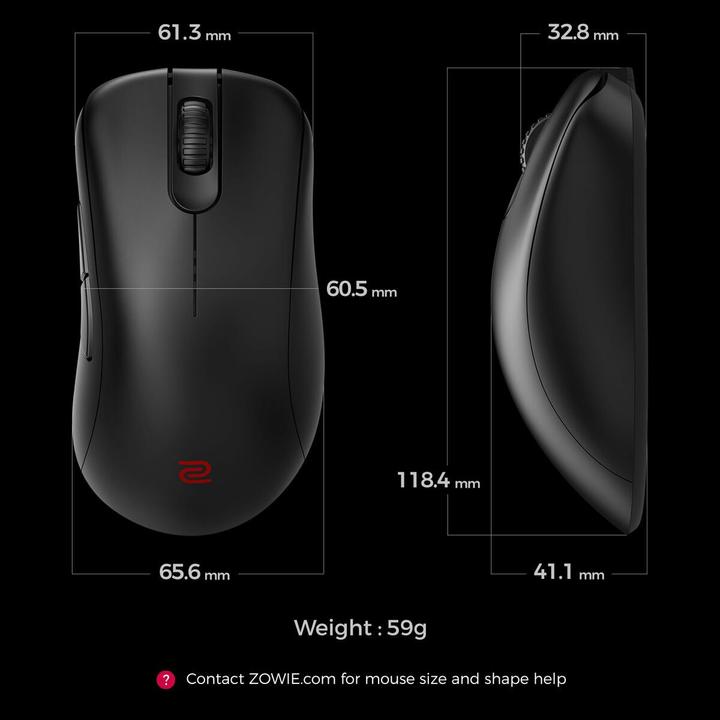 Actual product image BenQ Zowie EC3-DW (Small) Wireless Mouse for Esports - Gaming Mus - Optisk - 7 knapper - Sort (Wireless)